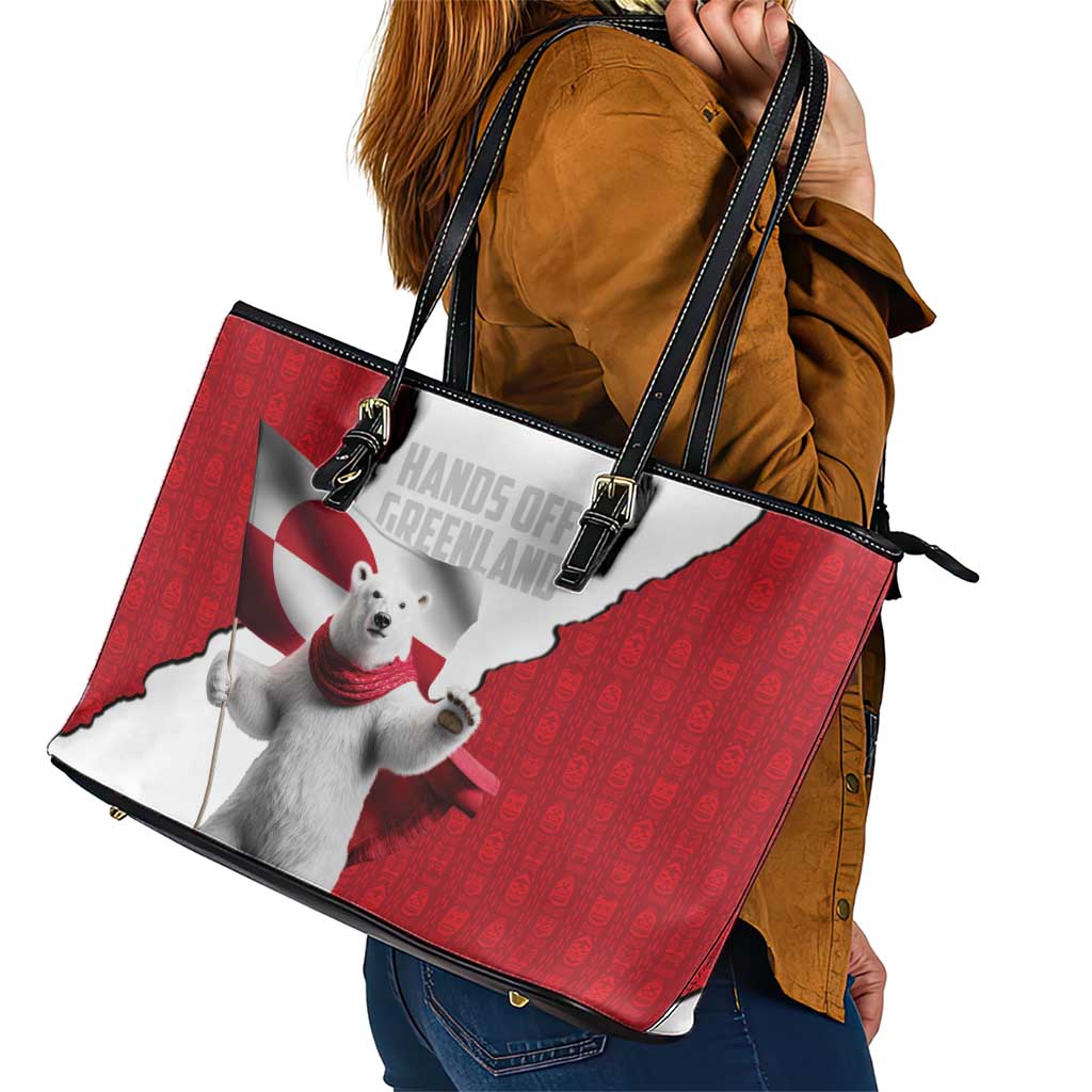 Hands Off Greenland Leather Tote Bag Poland Bear with Flag