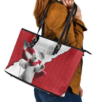 Hands Off Greenland Leather Tote Bag Poland Bear with Flag