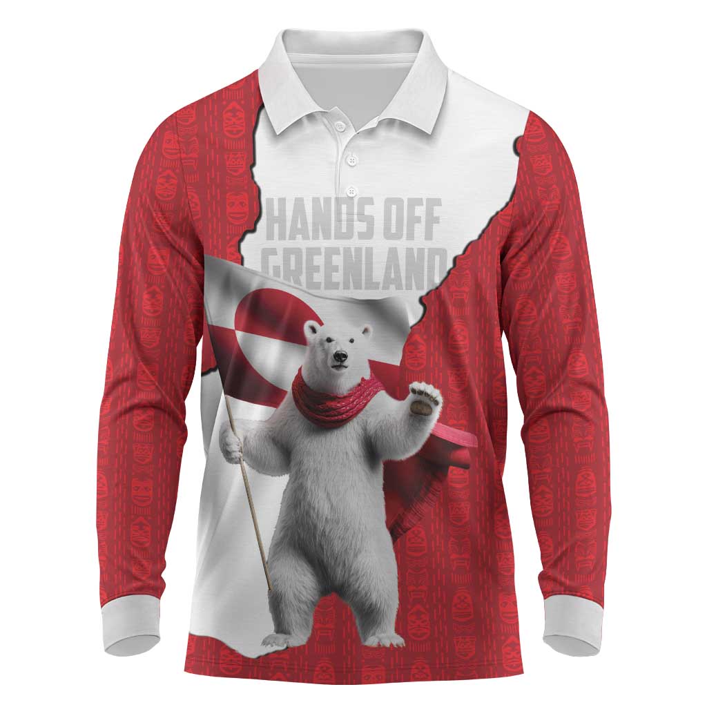 Hands Off Greenland Personalized Long Sleeve Polo Shirt Poland Bear with Flag
