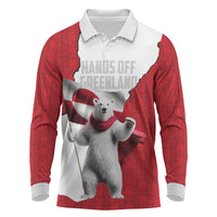 Hands Off Greenland Personalized Long Sleeve Polo Shirt Poland Bear with Flag