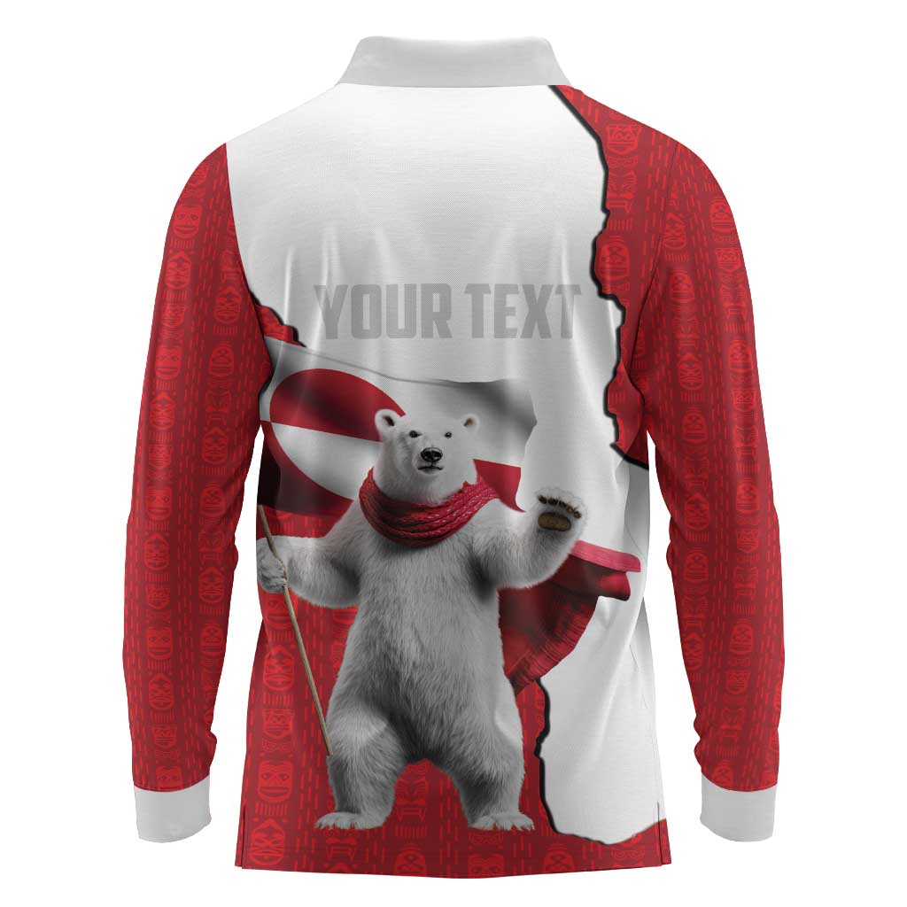 Hands Off Greenland Personalized Long Sleeve Polo Shirt Poland Bear with Flag