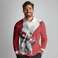 Hands Off Greenland Personalized Long Sleeve Polo Shirt Poland Bear with Flag