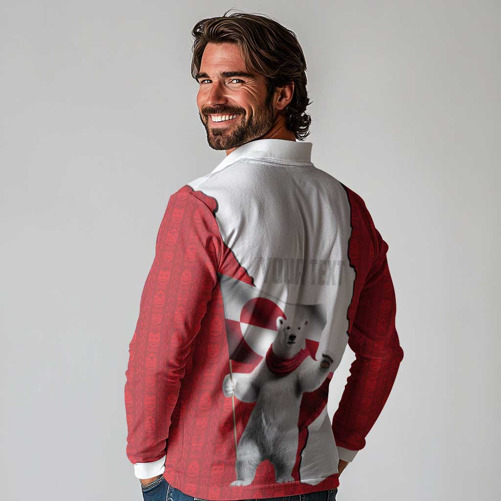 Hands Off Greenland Personalized Long Sleeve Polo Shirt Poland Bear with Flag
