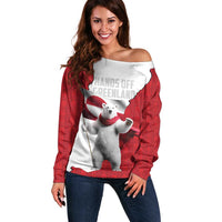 Hands Off Greenland Personalized Off Shoulder Sweater Poland Bear with Flag