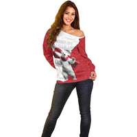 Hands Off Greenland Personalized Off Shoulder Sweater Poland Bear with Flag