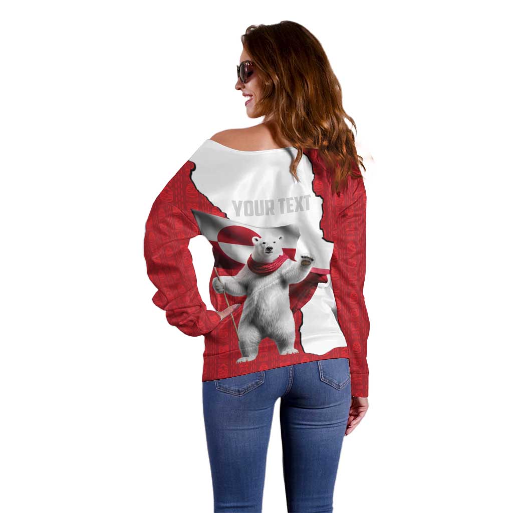 Hands Off Greenland Personalized Off Shoulder Sweater Poland Bear with Flag