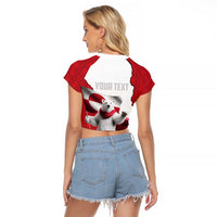 Hands Off Greenland Personalized Raglan Cropped T Shirt Poland Bear with Flag