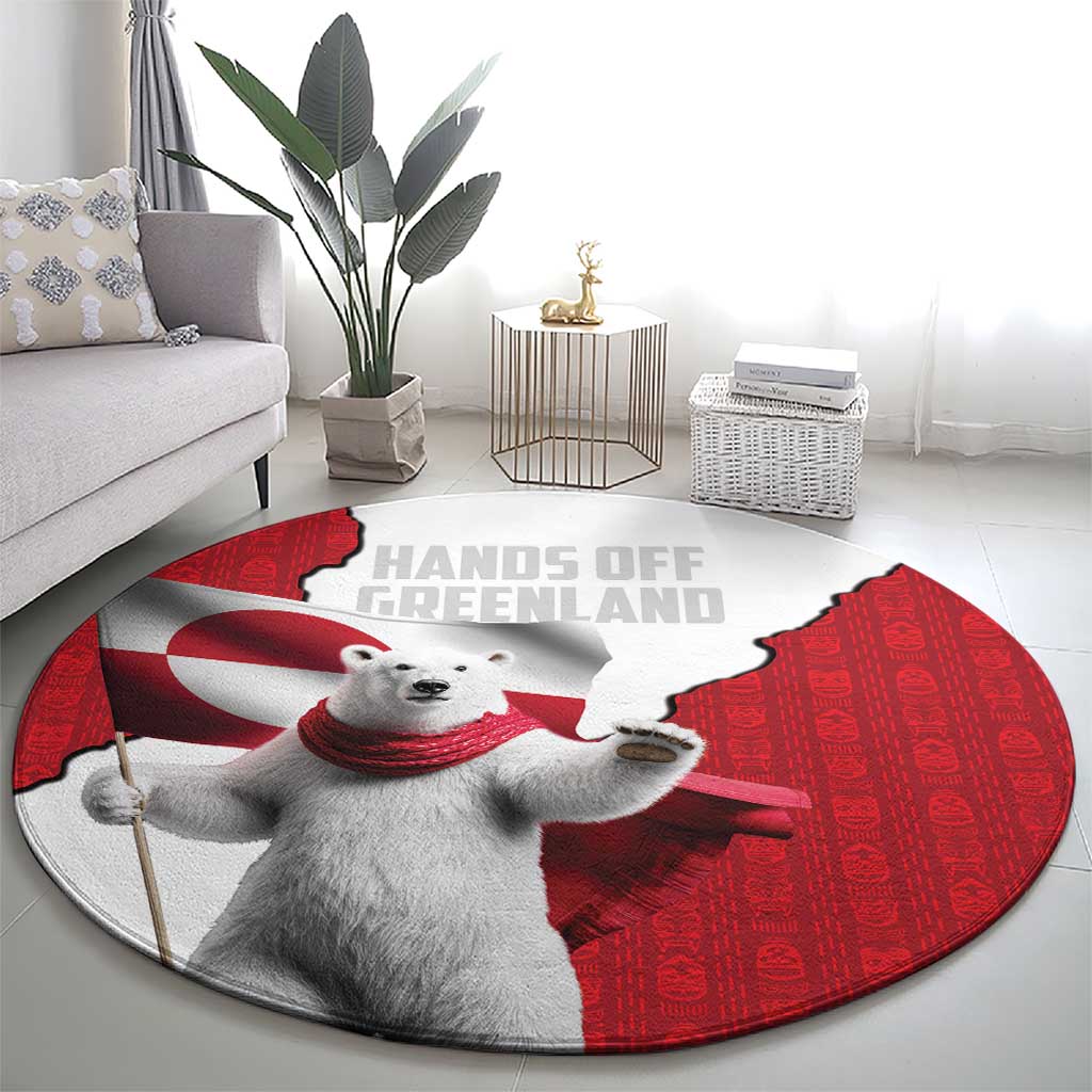 Hands Off Greenland Round Carpet Poland Bear with Flag