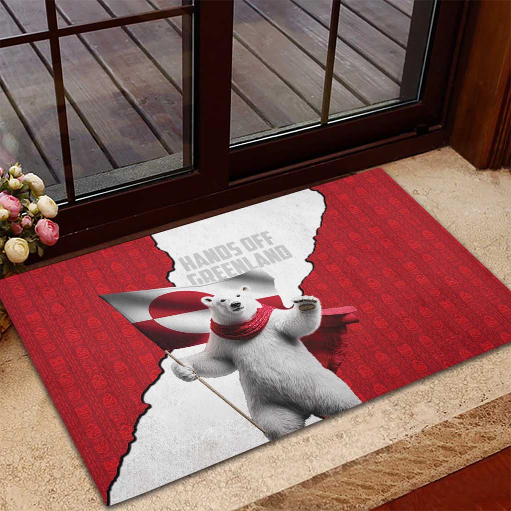 Hands Off Greenland Rubber Doormat Poland Bear with Flag