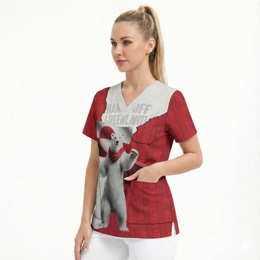 Hands Off Greenland Personalized Scrub Top Poland Bear with Flag