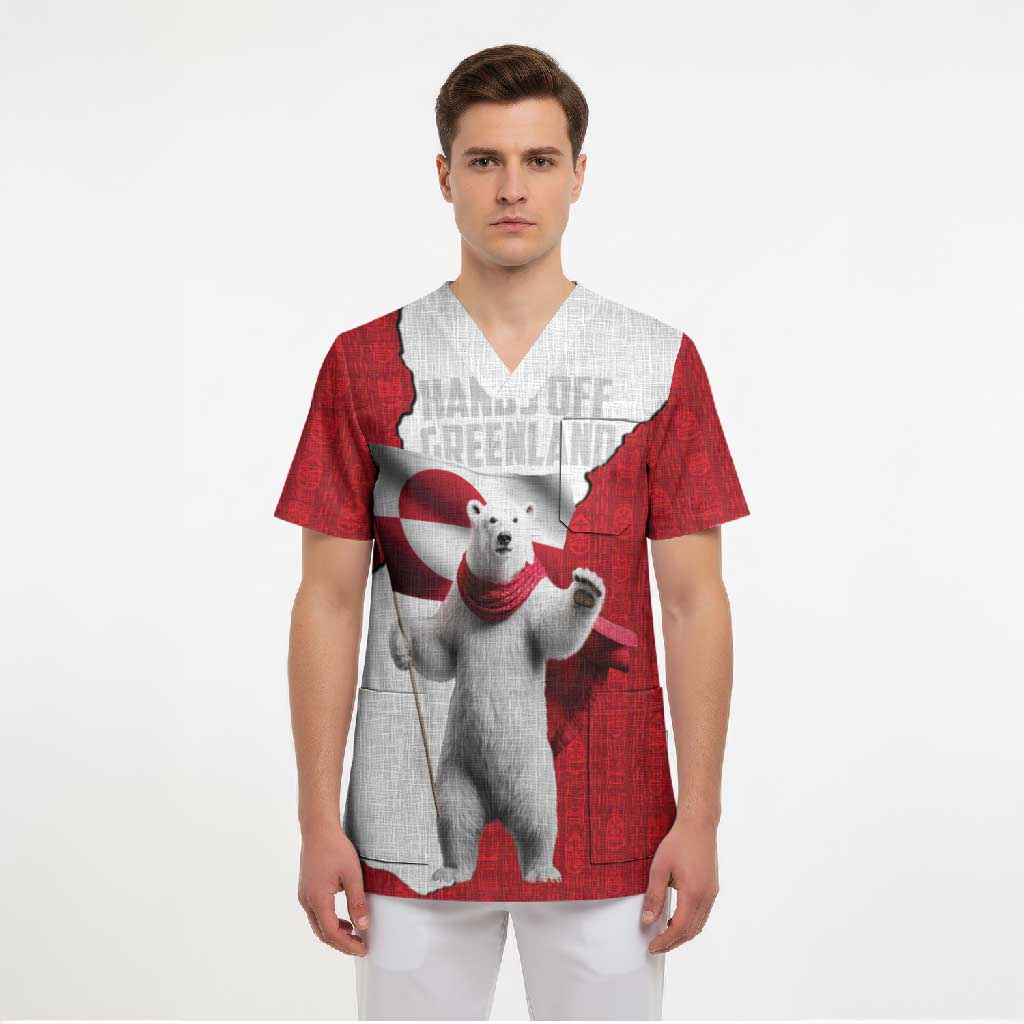 Hands Off Greenland Personalized Scrub Top Poland Bear with Flag