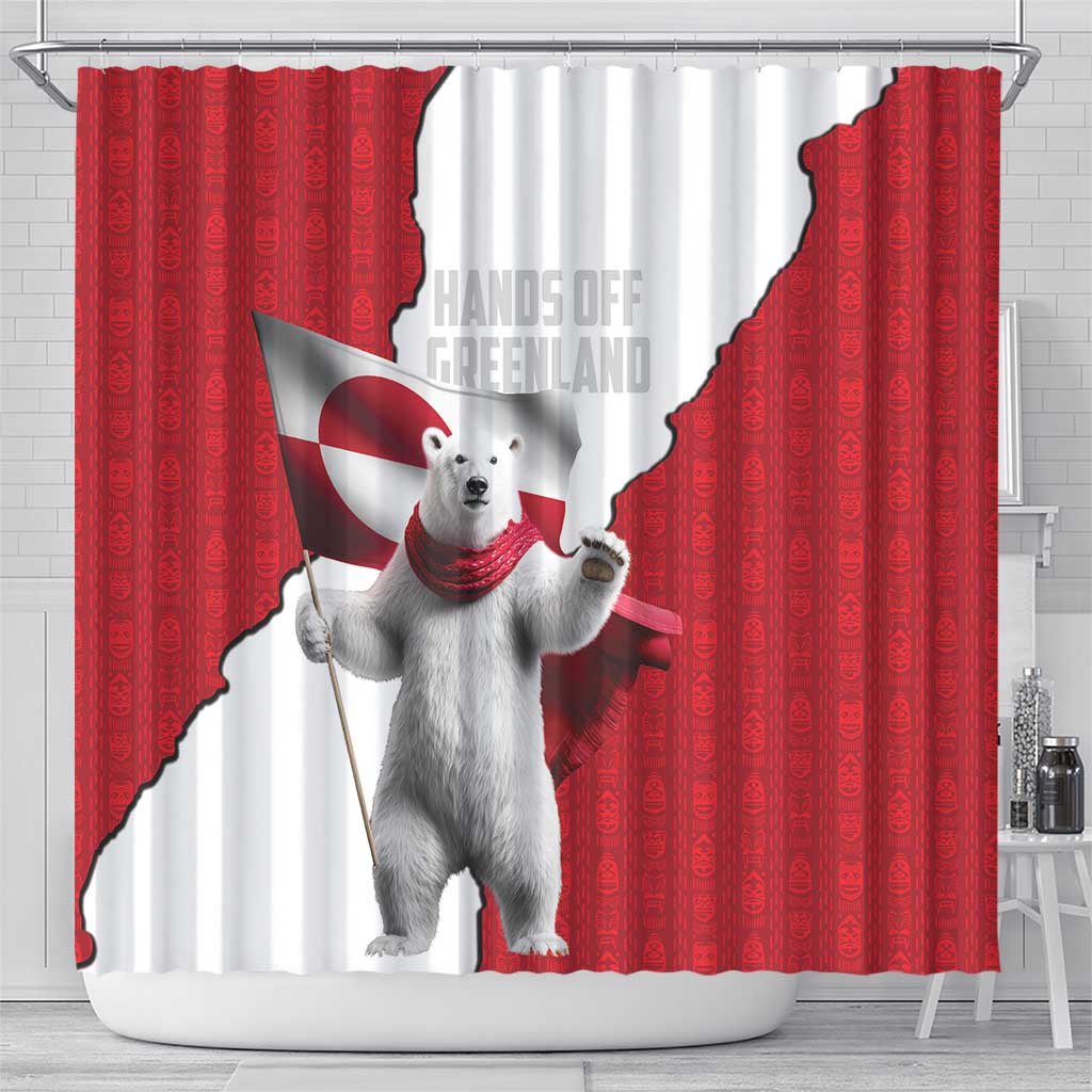 Hands Off Greenland Shower Curtain Poland Bear with Flag