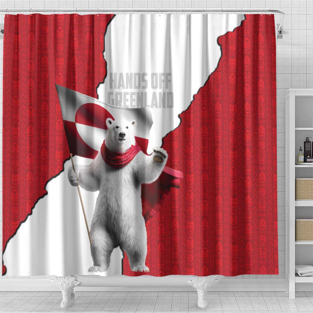 Hands Off Greenland Shower Curtain Poland Bear with Flag