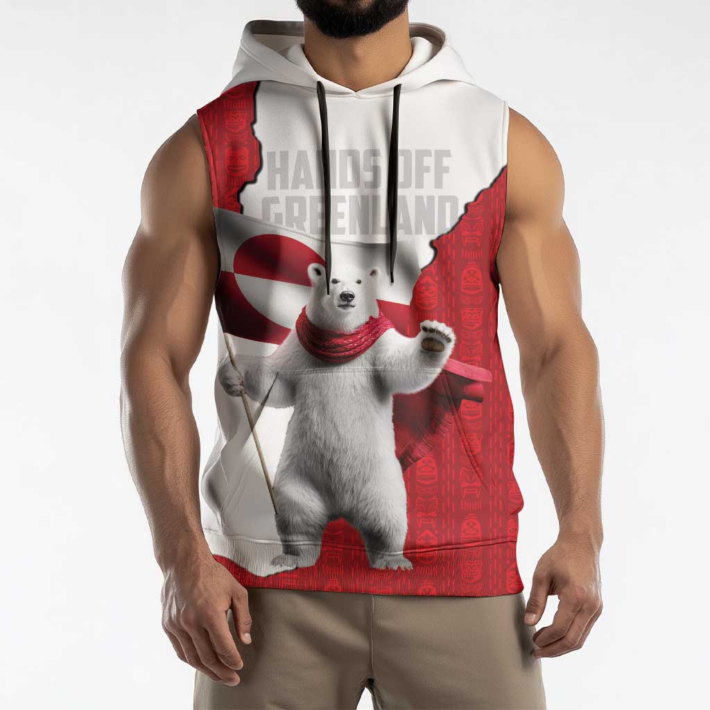 Hands Off Greenland Personalized Sleeveless Hoodie Poland Bear with Flag