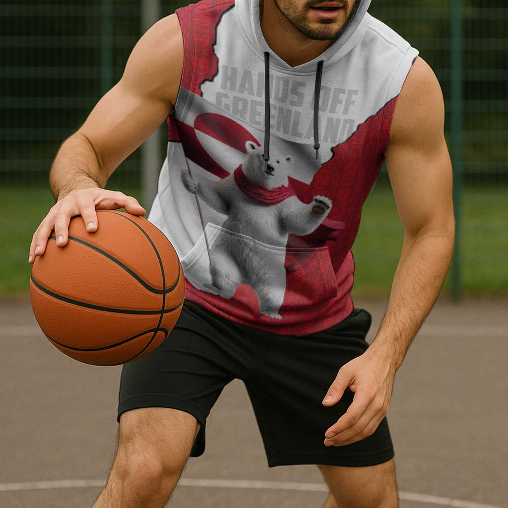 Hands Off Greenland Personalized Sleeveless Hoodie Poland Bear with Flag