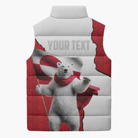 Hands Off Greenland Personalized Sleeveless Puffer Jacket Poland Bear with Flag