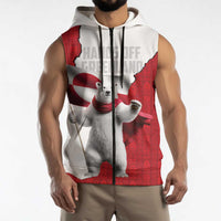 Hands Off Greenland Personalized Sleeveless Zip Hoodie Poland Bear with Flag