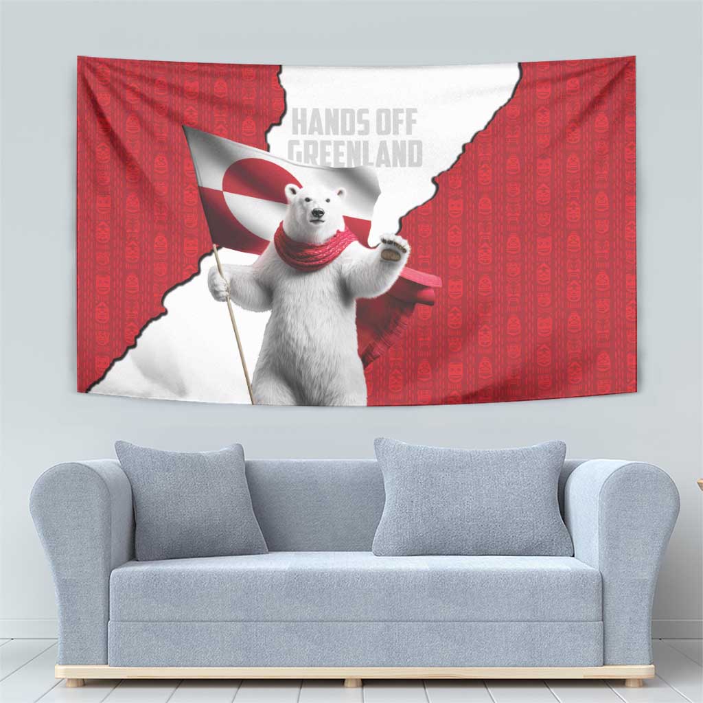 Hands Off Greenland Tapestry Poland Bear with Flag