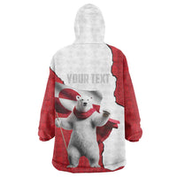 Hands Off Greenland Personalized Wearable Blanket Hoodie Poland Bear with Flag