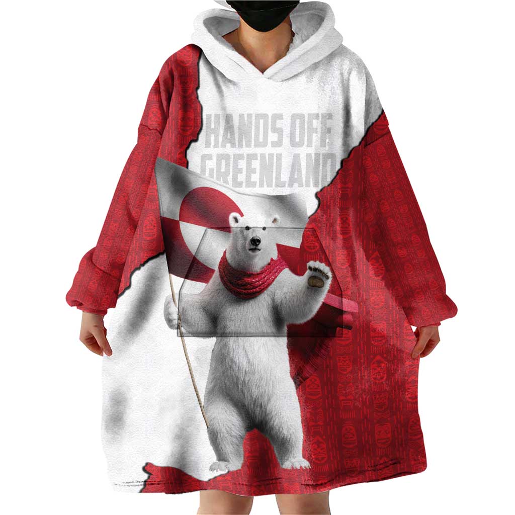 Hands Off Greenland Personalized Wearable Blanket Hoodie Poland Bear with Flag