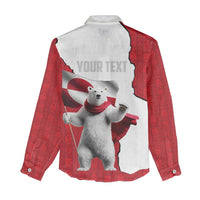 Hands Off Greenland Personalized Women Casual Shirt Poland Bear with Flag