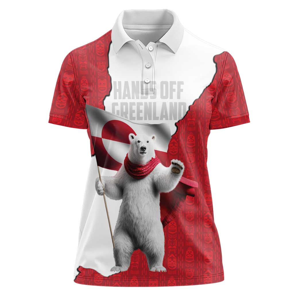 Hands Off Greenland Personalized Women Polo Shirt Poland Bear with Flag