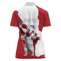 Hands Off Greenland Personalized Women Polo Shirt Poland Bear with Flag