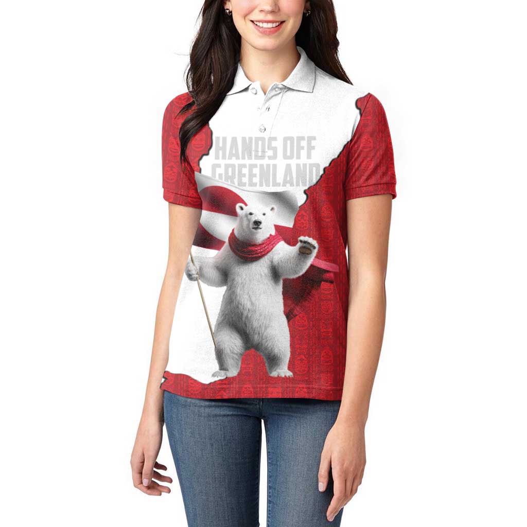 Hands Off Greenland Personalized Women Polo Shirt Poland Bear with Flag