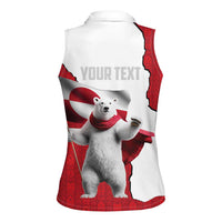 Hands Off Greenland Personalized Women Sleeveless Polo Shirt Poland Bear with Flag