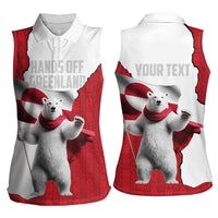 Hands Off Greenland Personalized Women Sleeveless Polo Shirt Poland Bear with Flag