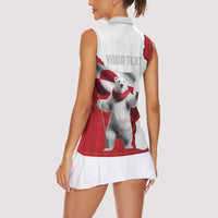 Hands Off Greenland Personalized Women Sleeveless Polo Shirt Poland Bear with Flag