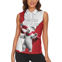 Hands Off Greenland Personalized Women Sleeveless Polo Shirt Poland Bear with Flag