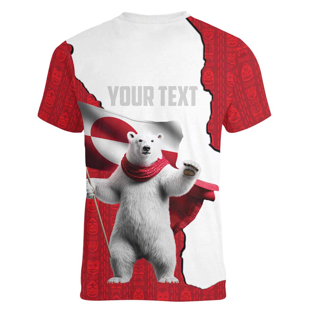 Hands Off Greenland Personalized Women V-Neck T-Shirt Poland Bear with Flag