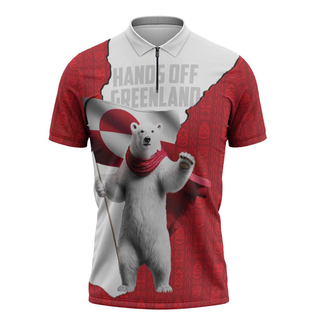 Hands Off Greenland Personalized Zipper Polo Shirt Poland Bear with Flag