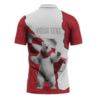 Hands Off Greenland Personalized Zipper Polo Shirt Poland Bear with Flag