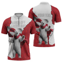Hands Off Greenland Personalized Zipper Polo Shirt Poland Bear with Flag