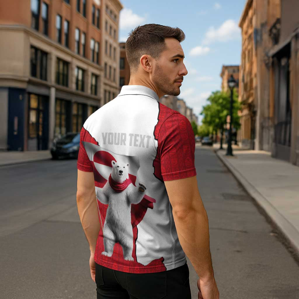 Hands Off Greenland Personalized Zipper Polo Shirt Poland Bear with Flag