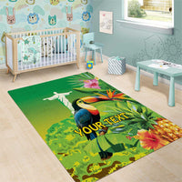 Brazil Rio-Toucan Bird Personalized Area Rug Tropical Flowers