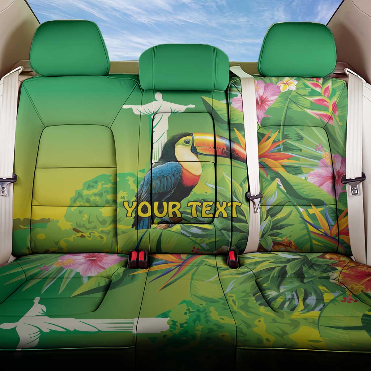 Brazil Rio-Toucan Bird Personalized Back Car Seat Cover Tropical Flowers