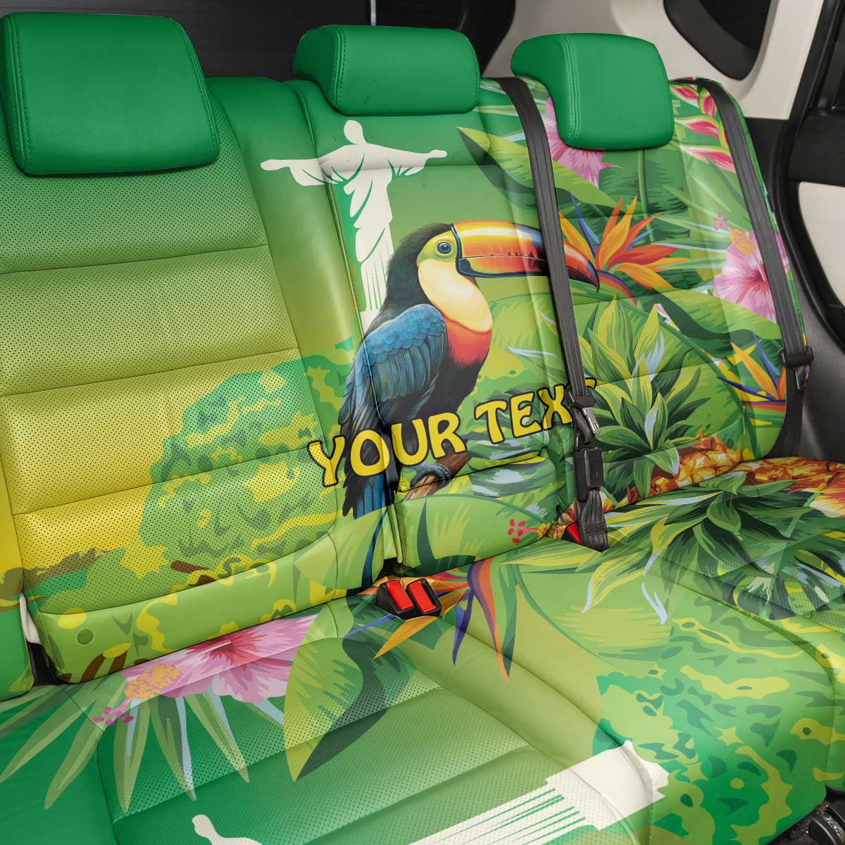 Brazil Rio-Toucan Bird Personalized Back Car Seat Cover Tropical Flowers