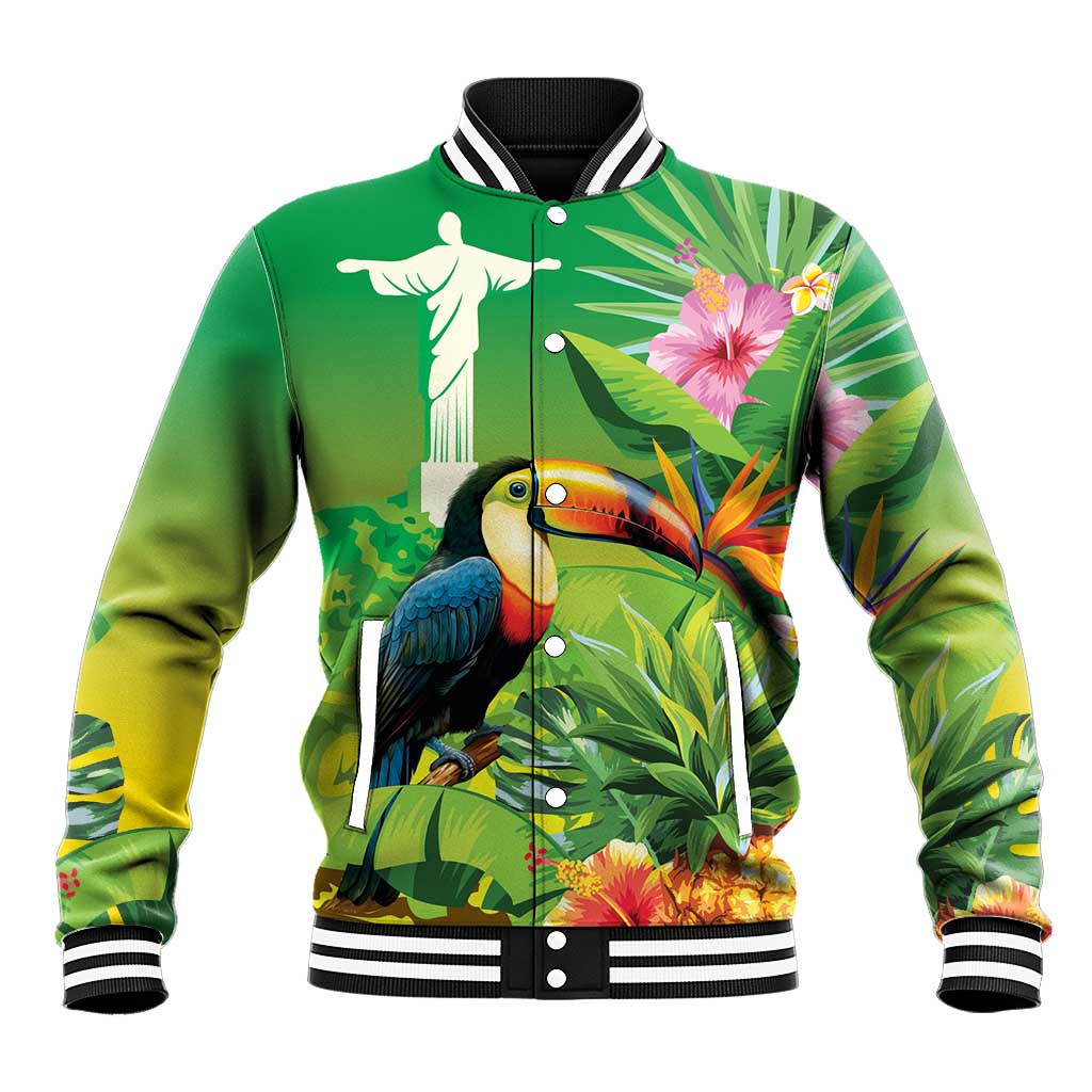 Brazil Rio-Toucan Bird Personalized Baseball Jacket Tropical Flowers