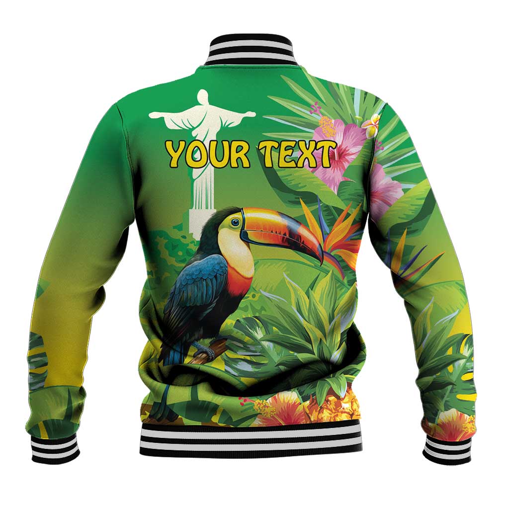 Brazil Rio-Toucan Bird Personalized Baseball Jacket Tropical Flowers