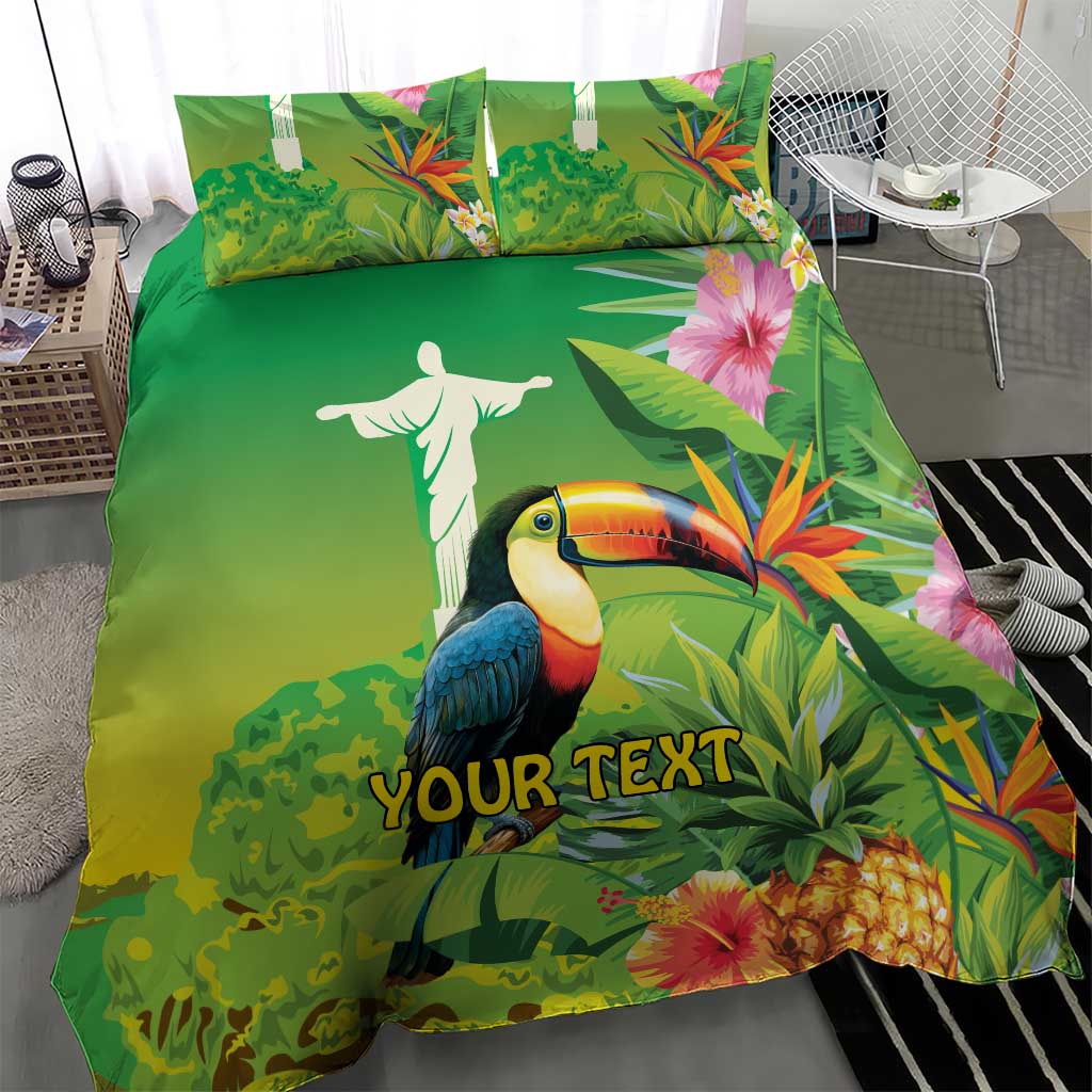 Brazil Rio-Toucan Bird Personalized Bedding Set Tropical Flowers