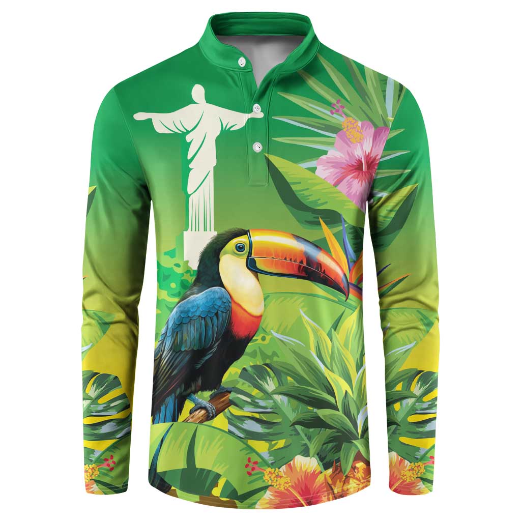 Brazil Rio-Toucan Bird Personalized Button Sweatshirt Tropical Flowers