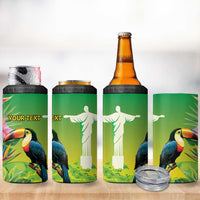 Brazil Rio-Toucan Bird Personalized 4 in 1 Can Cooler Tumbler Tropical Flowers