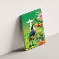 Brazil Rio-Toucan Bird Personalized Canvas Wall Art Tropical Flowers