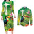 Brazil Rio-Toucan Bird Personalized Couples Matching Long Sleeve Bodycon Dress and Long Sleeve Button Shirt Tropical Flowers