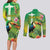 Brazil Rio-Toucan Bird Personalized Couples Matching Long Sleeve Bodycon Dress and Long Sleeve Button Shirt Tropical Flowers
