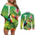 Brazil Rio-Toucan Bird Personalized Couples Matching Off Shoulder Short Dress and Long Sleeve Button Shirt Tropical Flowers