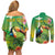 Brazil Rio-Toucan Bird Personalized Couples Matching Off Shoulder Short Dress and Long Sleeve Button Shirt Tropical Flowers